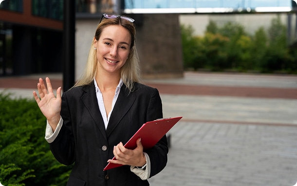 business woman banner concept with copy space